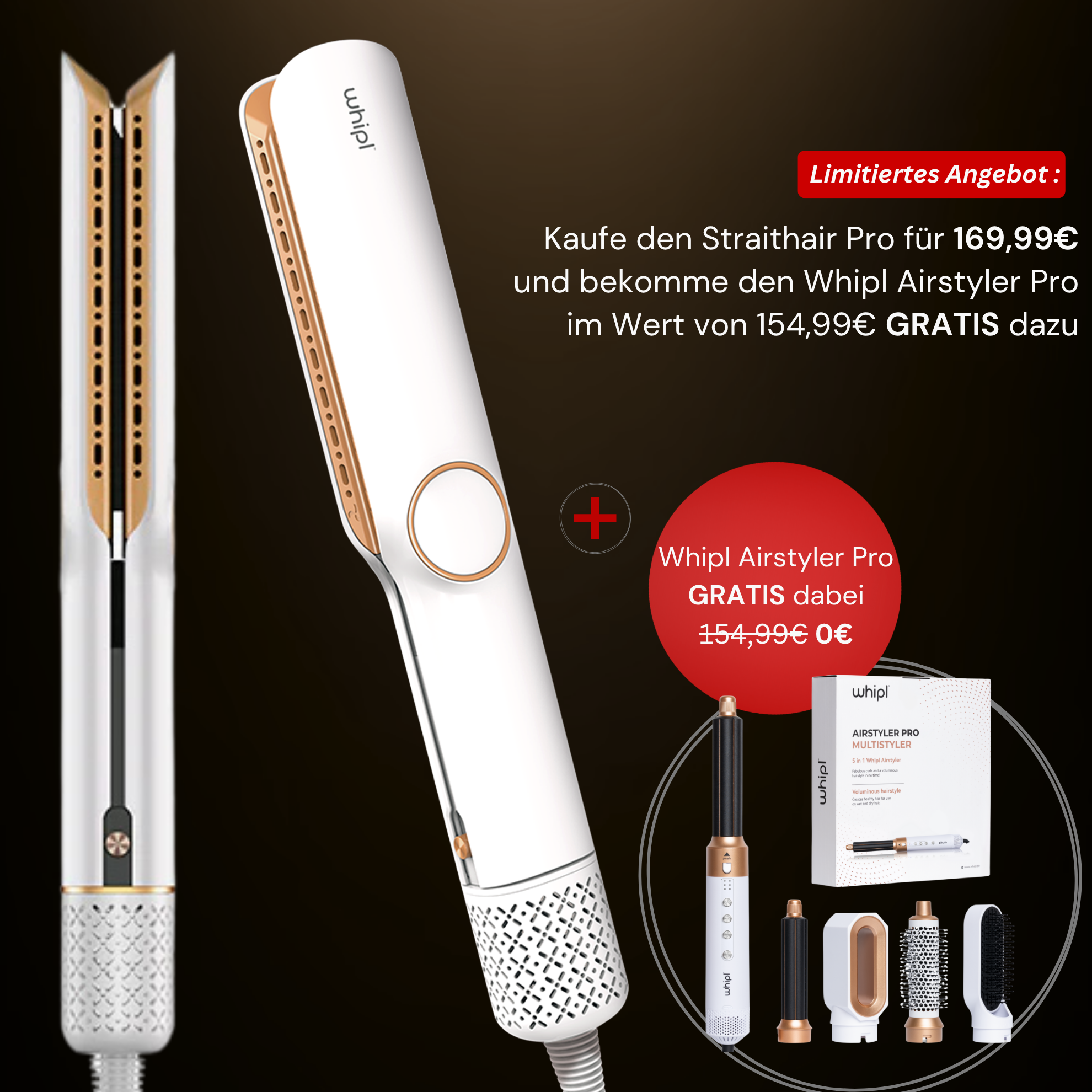 Whipl™ Straithair Pro - Plancha de aire + Airstyler GRATIS incl. 5 archivos adjuntos